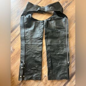Interstate Leather Womens  XXL Black Leather Chaps Riding Pants Biker
